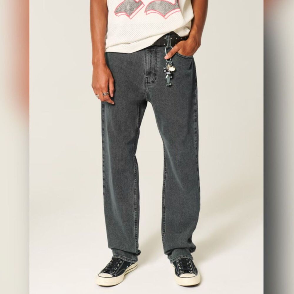 Hollister Men’s Loose Leg Jeans - Black - 34/30